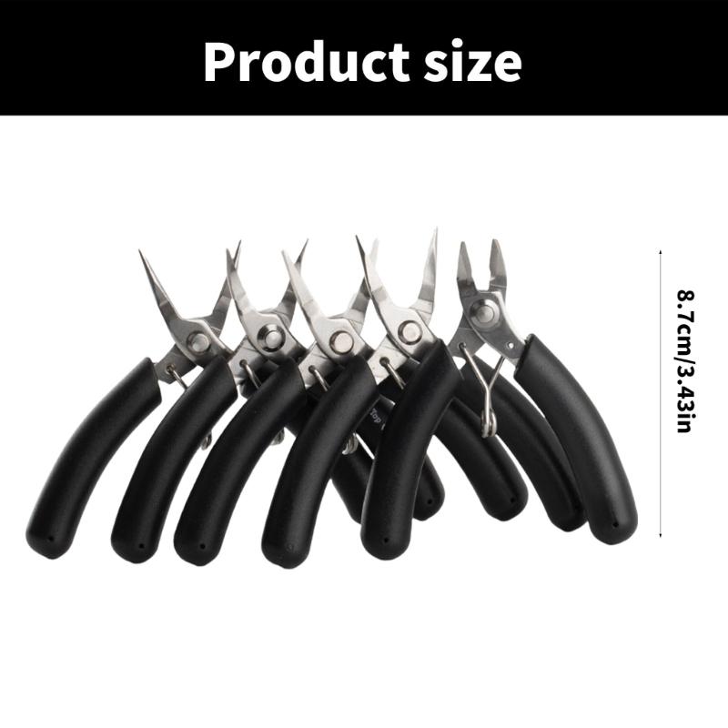 Set of 5 Jewelry Pliers Essential Crafting Tool Cutting Pliers Round Nose Pliers Suitable for Necklace Bracelet Making