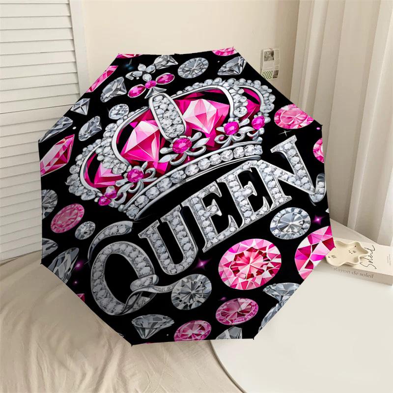 

1PC queen diamonds Umbrella-9-Rib Reinforced, Automatic Open, Lightweight & Durable, Cute Fashion Accessory for Outdoor-P0734