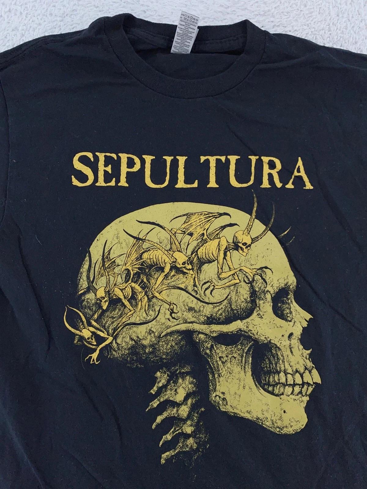 Sepultura Shirt Mens XS Black Skull Demon Metal Band Tee Graphic Concert S
