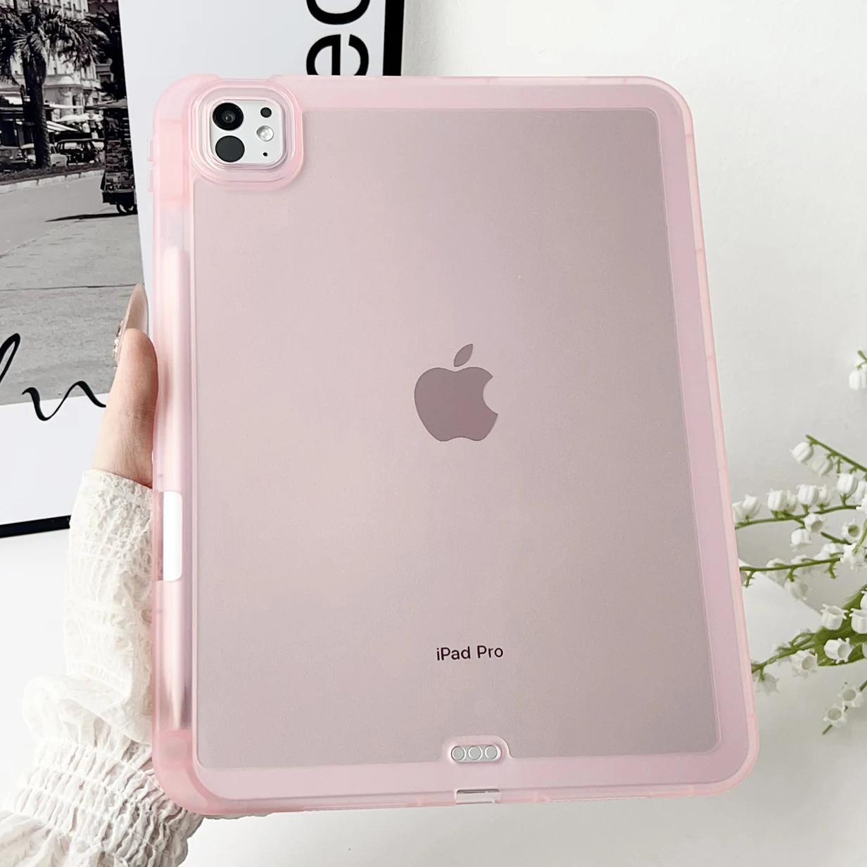 

Чехол-планшет с отсеком для стилуса для iPad 2025 2024 6 7 8 9 10-го 11-го поколения Чехол Air 4 5 Pro 10.2 10.9 11 дюймов Mini Прозрачная обложка Pro 11inch 2020 2021 розовый