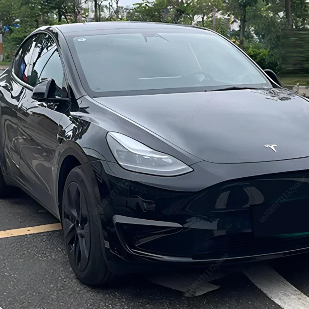 2KS Kryt předního mlhového světla pro Tesla Model Y 2020-2024 Lišta lampy Spoiler Větrný nůž Nárazník Lesklá černá ABS Tuning