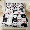 Cute Cat Pattern Mattress Three-Piece Digital Printing Mattress Bedding Set Adult Children