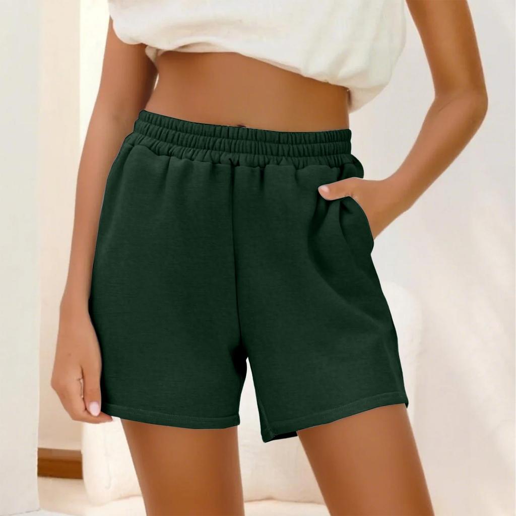 Womens Sweat Shorts Casual Summer Comfy High Waisted Cotton Shorts With Pockets