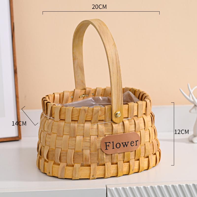 Handheld Flower Basket for Fresh & Dried Flowers, Woven with Willow, Rattan & Straw - Perfect for Flower Arrangement or Picnic