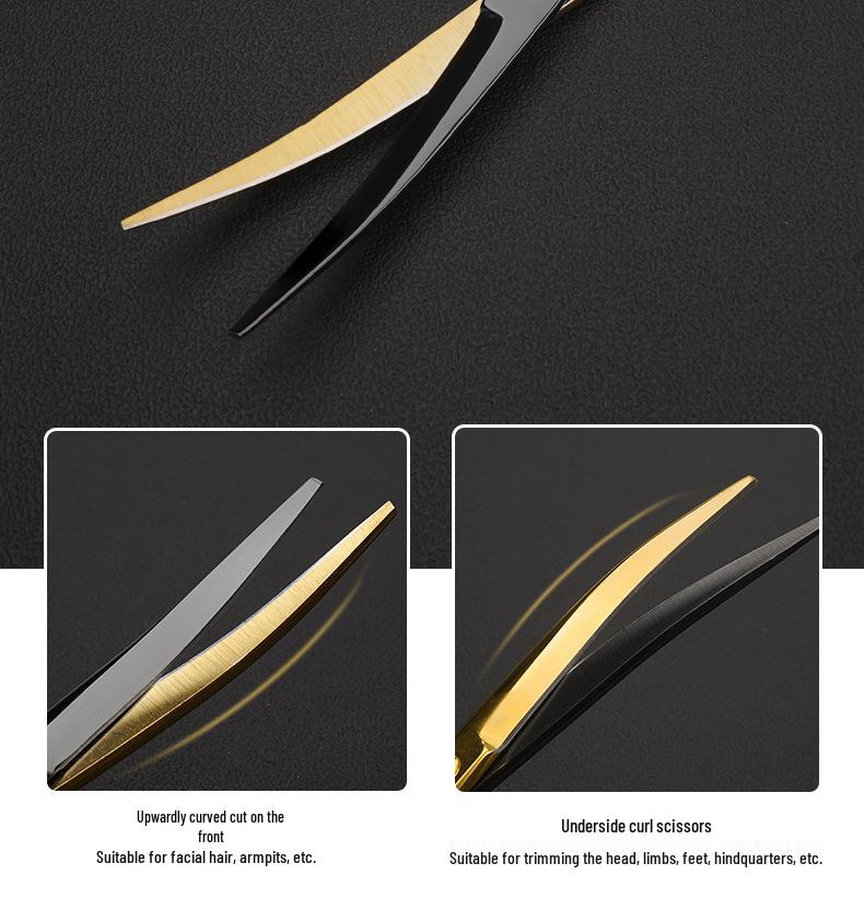 All-Steel Pet Grooming Scissors Set - Includes Curved Dog Hair Cutting Scissors
