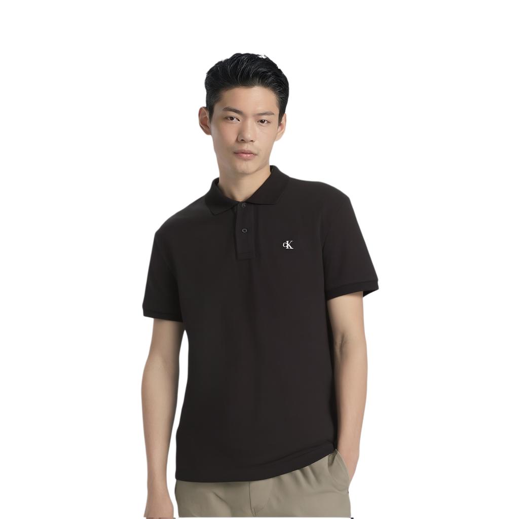 Calvin Klein Solid Color Logo Polo Shirt Men Tops Black J322253-BEH
