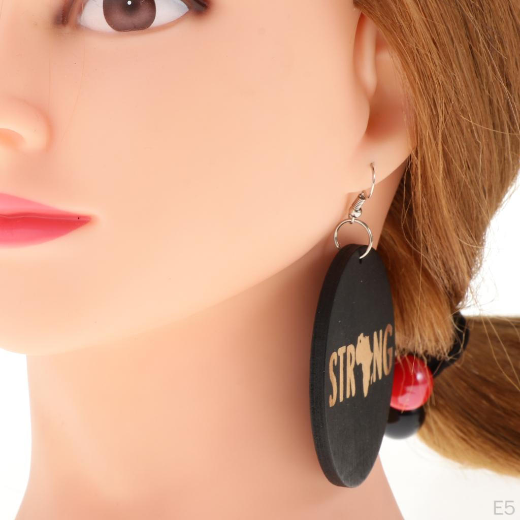 Boho Ethnic Wood Dangle Earrings English Word Night Club Earring