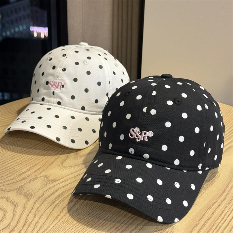 Autumn Ins Soft Top Letter Polka Dot Baseball Cap Women's Casual Versatile Sunscreen Visor Face Small Cap