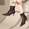 Pointed Buckle with Niche Short Boots 2025 Autumn and Winter New Thin Heels Retro Versatile Short Tube Fried Street Thin Boots Women's Trend
