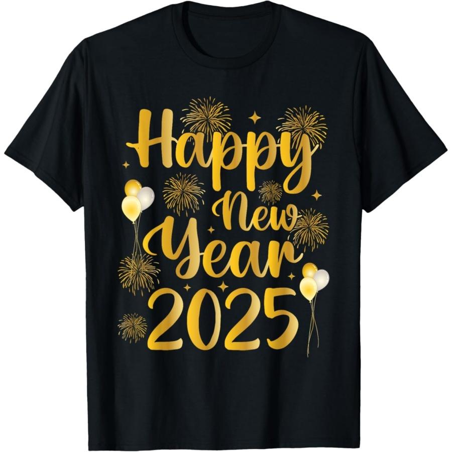 iDestiner Happy New Year Party 2025 Ballon Family Matching Men Women T-Shirt XXXXXL чёрный