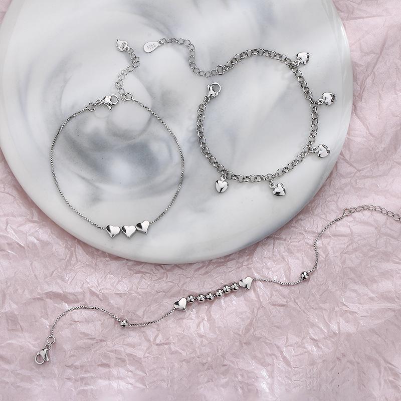 VENTFILLE 925 Stamp Silver Color Love Bracelet for Women Girl Gift 5 Hearts Romantic Valentine's Day Jewelry Dropship Wholesale