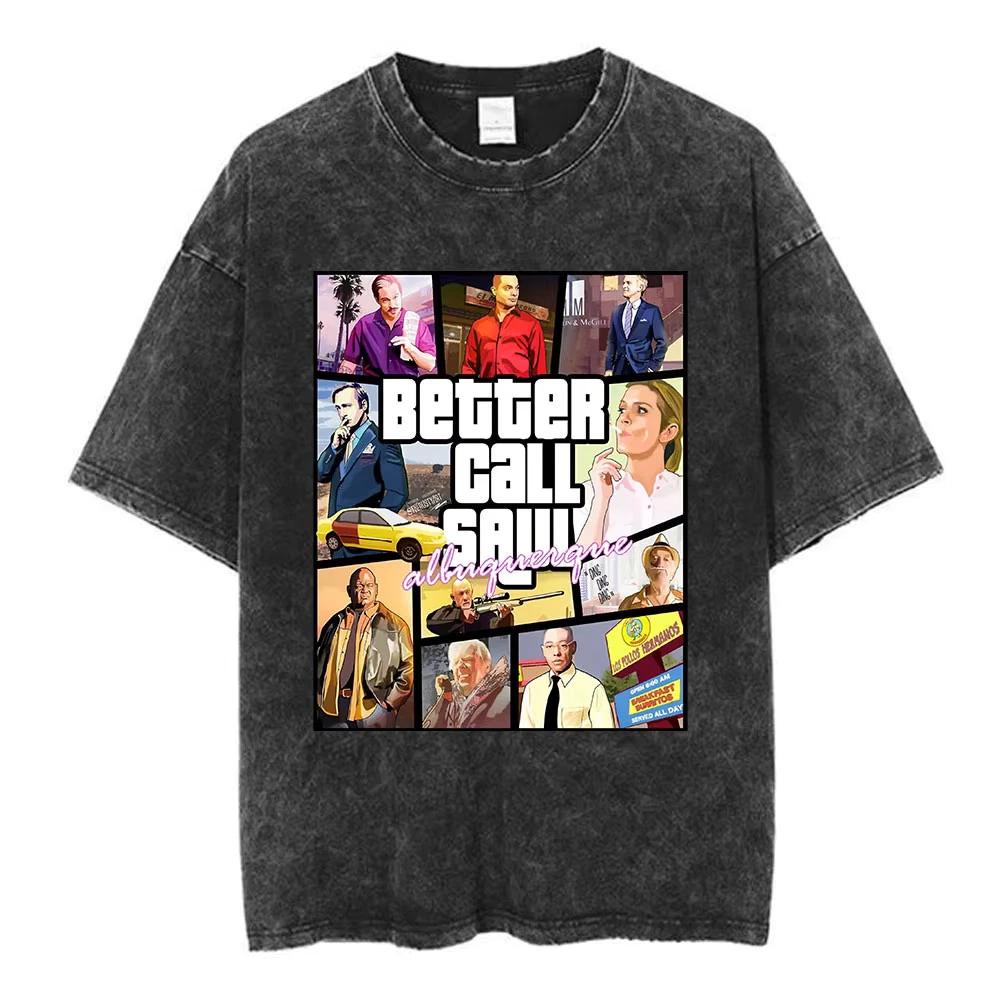 Breaking Bad Better Call Saul T Shirt y2k Washed Black Graphic Tee Mens Unisex L