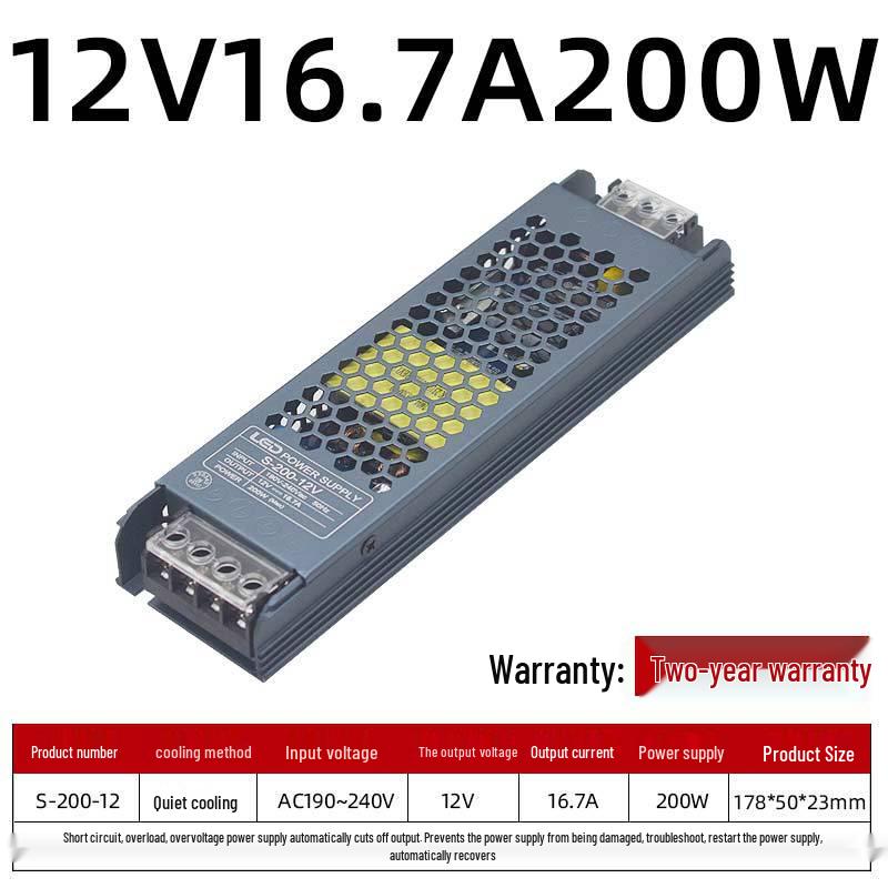 Ultra-Thin LED Power Supply for Light Strips: 220V To 24V/12V Silent Transformer for Advertising Displays.