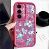 Blue and White Flowers Case For Samsung Galaxy A57 A37 A17 A56 A36 A26 A16 5G A55 A35 A15 A54 S21 FE S22 S23 S24 Plus S25 Edge S26 Ultra Cover