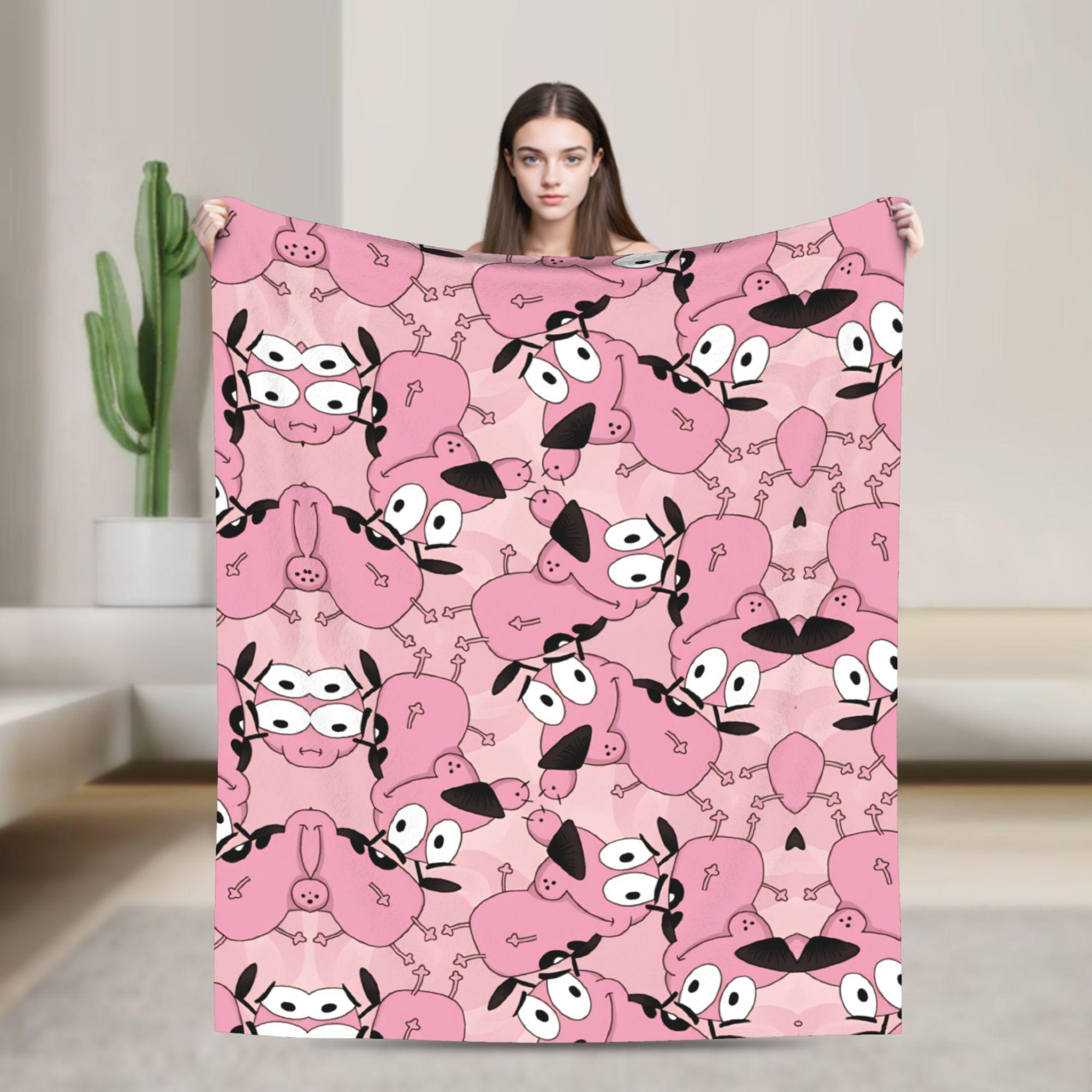 

Courage Cowardlys Dog Blankets Cartoon Travel Office Flannel Bedding Throws For Home Decor Super Warm Duality Bedspread Gift 75x90cm