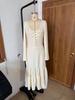 Retro Western-Style Buttoned Long Sleeve Pleated Dress