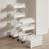 Foldable Multi-Layer Mobile Storage Cart with Wheels for Kitchen, Bedroom, or Bathroom