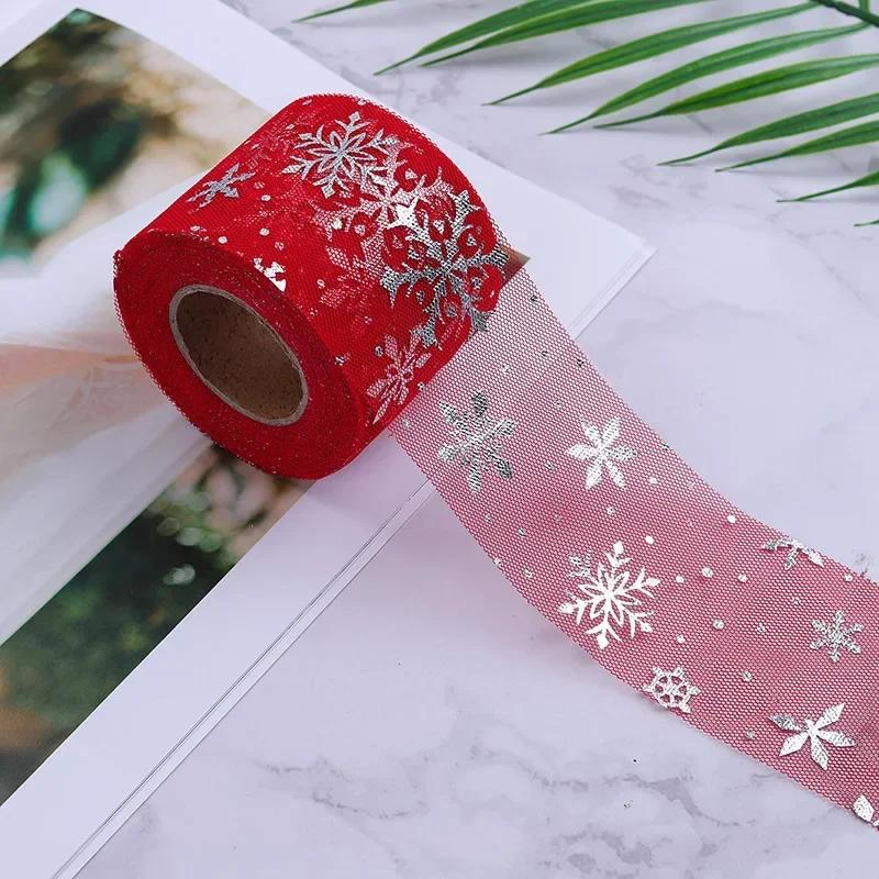 12cmX22m Snowflake Glitter Tulle Rolls Blocking Snow Organza Fabric Ribbon Tutu Skirt Wedding Gift Party Supplies Decoration