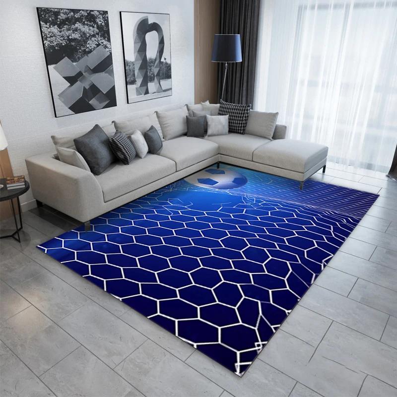 Football Carpet and Rugs Bedroom Living Room Kids 3D Soccer Field Printed Pattern Rug for Children's Play Floor Mat Decoration