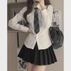 JK Style Slim Fit Long-Sleeve White Shirt with Straps - Pure Desire College Look