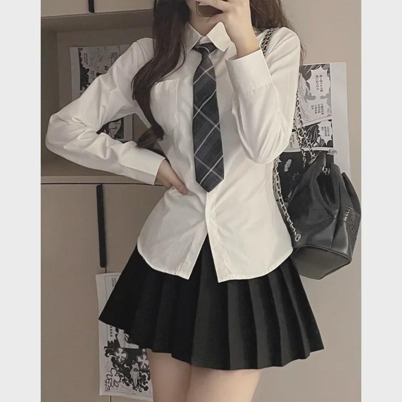 JK Style Slim Fit Long-Sleeve White Shirt with Straps - Pure Desire College Look