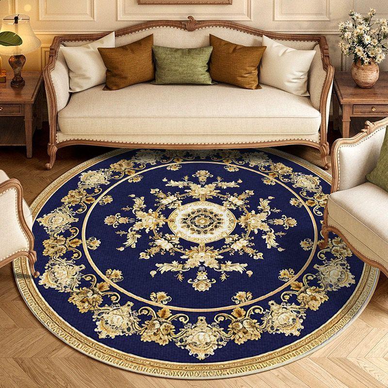 European Style Living Room Round Carpet Room Decor Non-slip Floor Mats 200cm Study Chair Mat Washable Circular Rugs for Bedroom