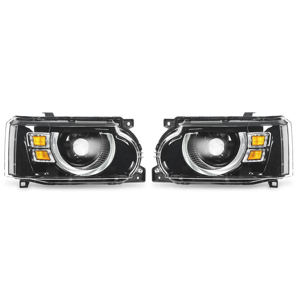 Defender Design Full LED Headlights Projector Replacement for Land Rover Range Rover Vogue L322 Facelift 2010‑2012