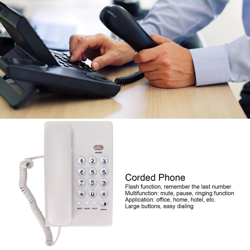 KXT504 Desktop Corded Telephone Multifunctional Large Button Landline Phone for   Hotel(Black )