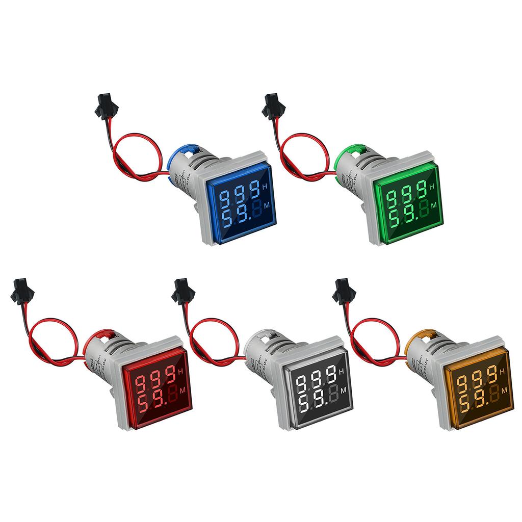 Dual Display Square Hour Meter Precision Timing LED High Brightness Counter Plastic for Power Communication & Machinery