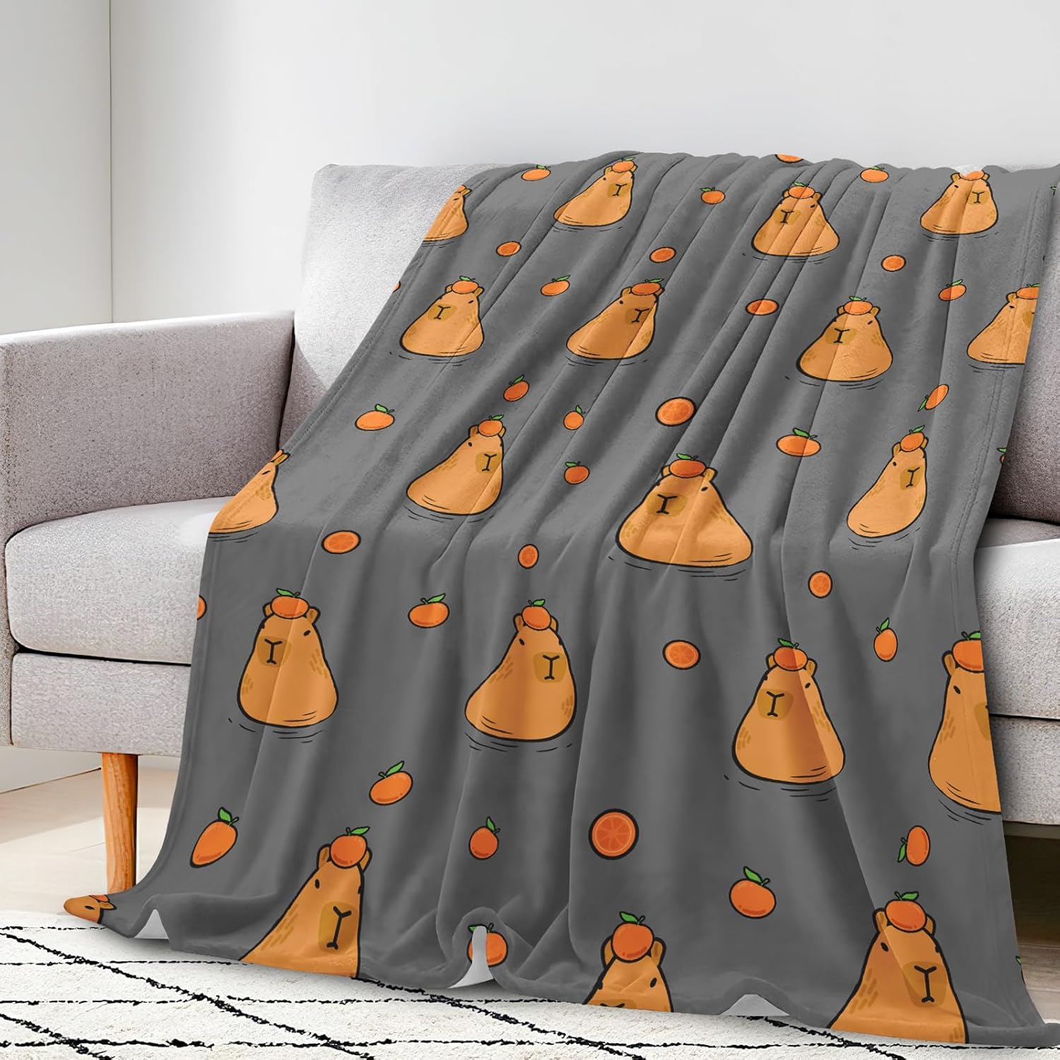 cute cartoon Capybara Blanket, 50 40 Soft Flannel Throw Blanket, Unisex Adults Kids Lap Blanket, Cute Capybara Themed Gift 75X95CM