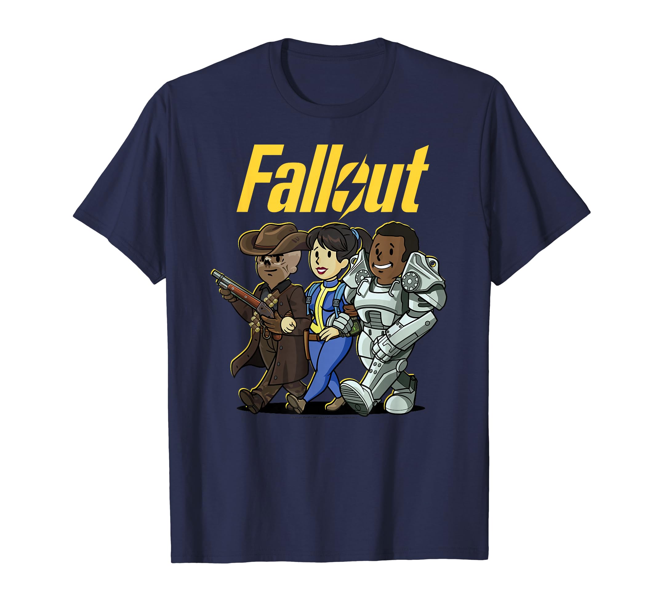 Футболка с мультяшными портретами персонажей Fallout