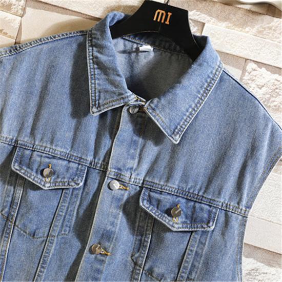 New Denim Vest Men Sleeveless Denim Jacket Casual Waistcoat Men Solid Color Jean Coat Male Streetwear Mens Clothing