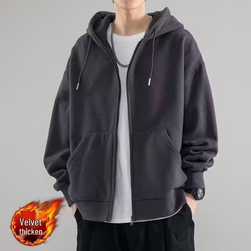 Herren Reißverschluss-Hoodie im japanischen Stil - Hongkong Frühling/Herbst Trendige lockere Strickjacke mit koreanischem Einfluss
