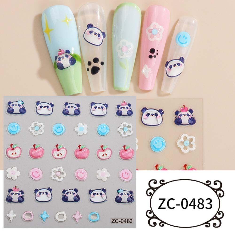 Accessories Panda Nail Decals Heart Nail Stickers Soft Adhesive Stickers Nail Art Decorations