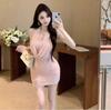 Mesh Neck Sling Dress Women's Summer Pure Desire Spice Girl Sexy Hip Skirt High Sense V-neck Tube Top Skirt
