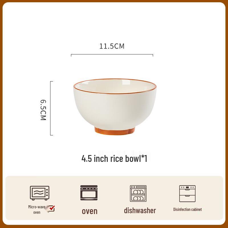 ZISIZ 4.5-inch Ceramic Rice Bowl Set