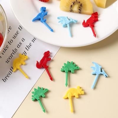 10Pcs Fruit Fork Dinosaur Shape Cake Fruit Toothpick Reusable Children Food Picks for Bento Lunch Decoration