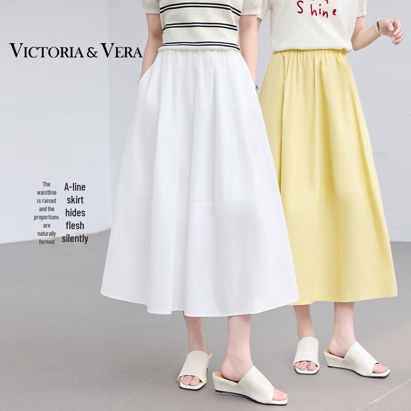 VICTORIA&VERA Women's Pleated A-Line Midi Skirt V9013Q01