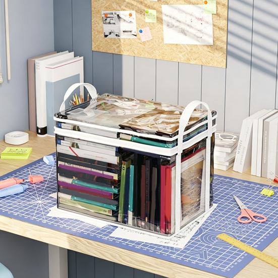 4PCS Clothes Storage Box, Transparent with Zipper Handles Design, Stackable Waterproof Storage Bin for Home Travel