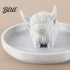 Farmhouse Jewelry Tray Highland Cow Ring Holder with Circular Dish
