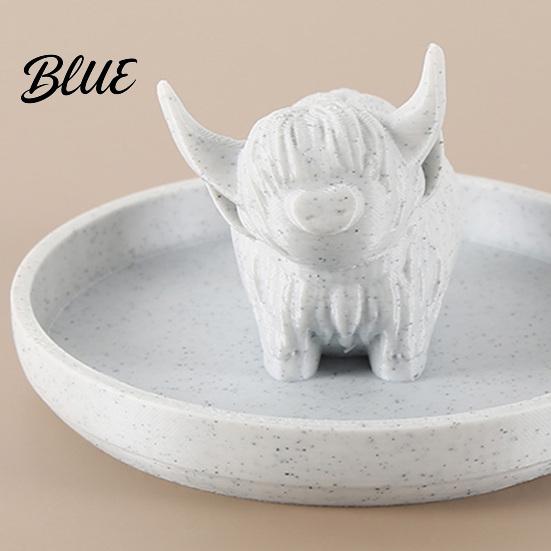 Farmhouse Jewelry Tray Highland Cow Ring Holder with Circular Dish