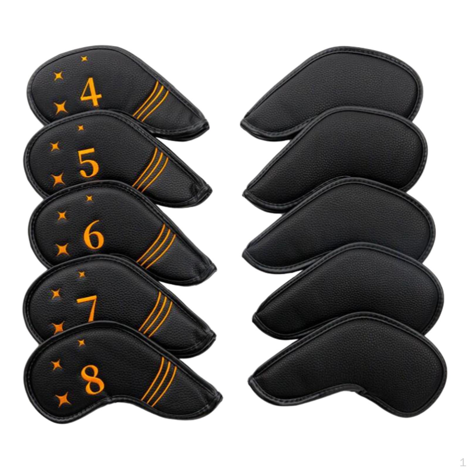 

10 Golf Club Headcovers with Number Tags, PU Leather Headcovers, Training Equipment, Fashion Gift чёрный