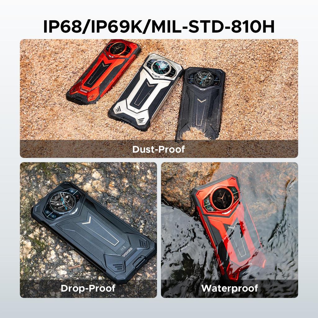 Doogee S200 Plus Rugged Smartphone 5G, (16GB+20GB)+512GB with 1.32" Dynamic Rear Screen, 10100mAh, 100MP+20MP, 6.72", 120Hz, NFC, Gemini AI