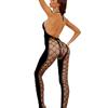 Sheer Bodysuit Women Lace Stockings Sexy Lingerie Suit Mesh Female Jumpsuit Elastic Transparent See Through Thigh High Fishnet