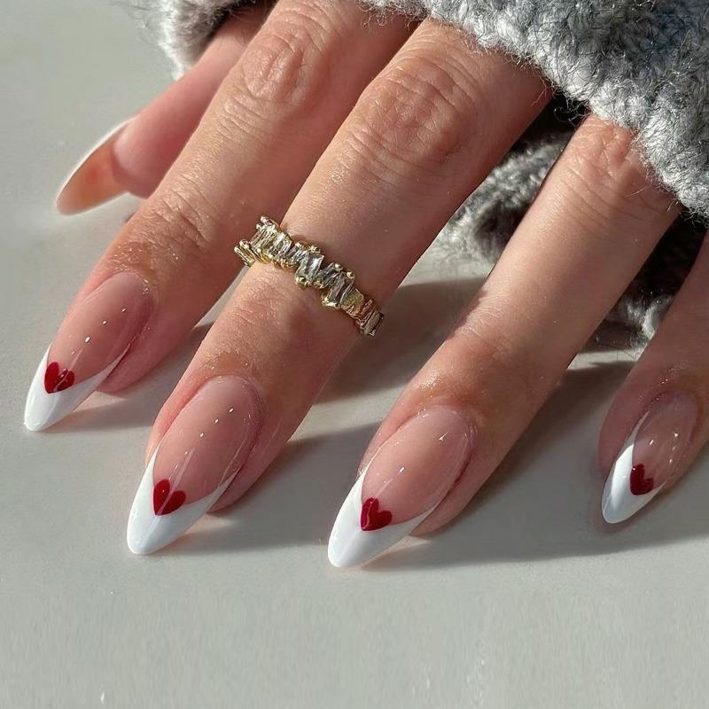 Noste Dlouhý Francouzský Ručně Dělaný Manikúrní Kousek Kamínkový Postupný Přechod Odnímatelná Nálepka na Nehty