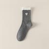 Women's Autumn and Winter Mid-calf Socks, Cute Little Bear Women's Socks, Long Calf Socks, Color-blocked Pile Socks, Boneless Cotton Socks At The Top