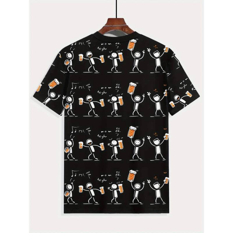 Letní pánské tričko Vtipný potisk Krátký rukáv Letní outdoorová móda Kulatý výstřih Topy Pánské oblečení Abstraktní umění