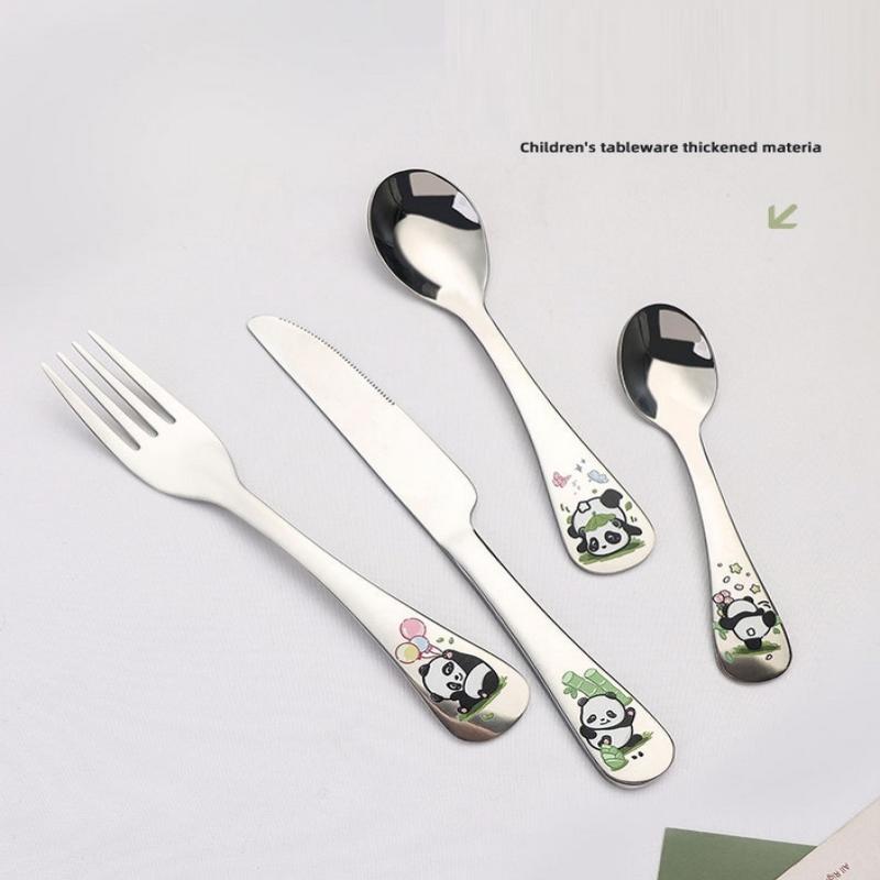 1/4Pcs Animal Cartoon Cute Fork Stainless Steel Children Spoon Fork Children Kids Cutlery Set Tableware Dinnerware Supplies Gift