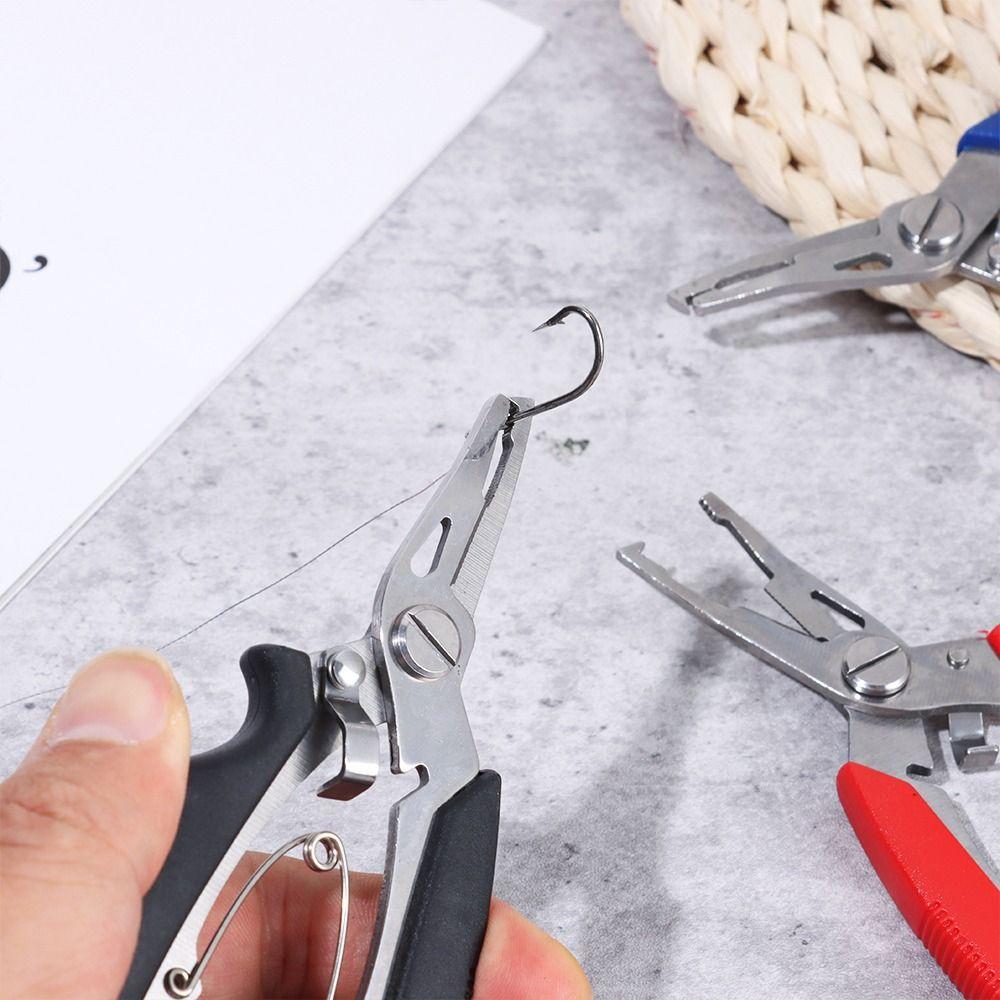 Plastic Handle Fishing Pliers Blue Black Red Stainless Steel Scissor Portable Clipper Tool  Outdoor