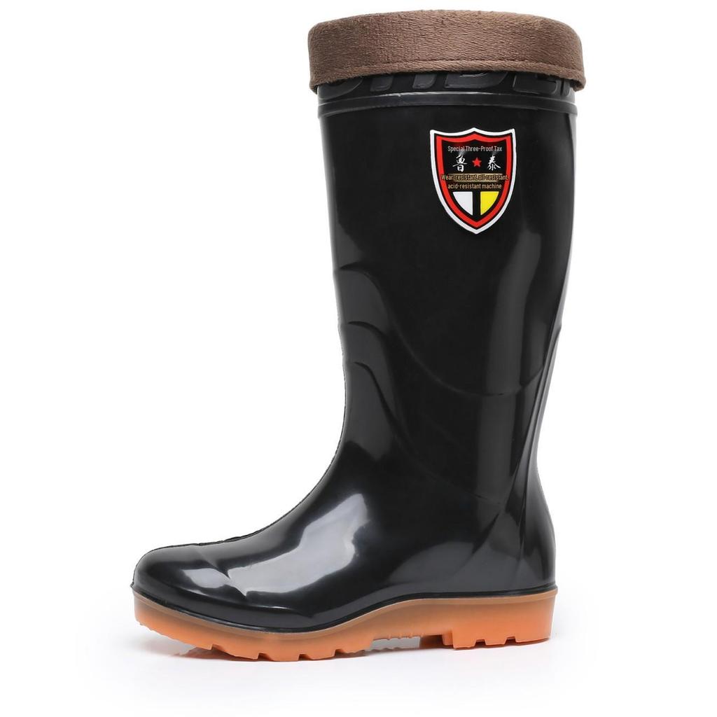 Lutai Herren PVC High-Top Regenstiefel - Verschleißfest, Kältebeständig, Plus Samt, Verdickt für Bau und Autowäsche.